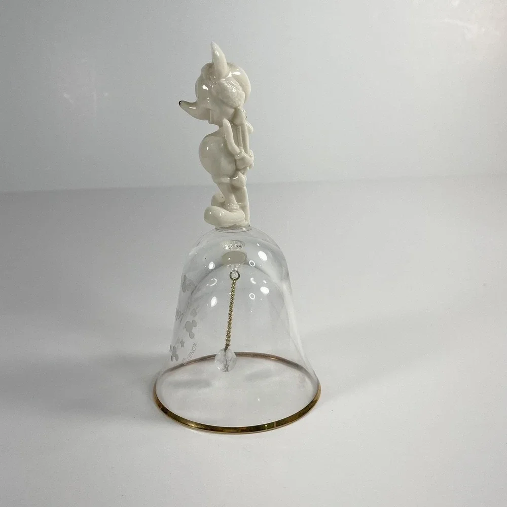 Disney Lenox 1997 Mickey Mouse Clear Etched Bell Stocking Cap Hat with Gift